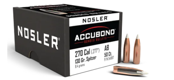 Nosler 270 caliber 130gr Spitzer Accubonds